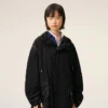 Parka larga de nailon negro