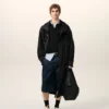 Parka larga de nailon negro