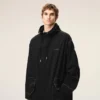 Parka larga de nailon negro