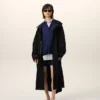 Parka larga de nailon negro