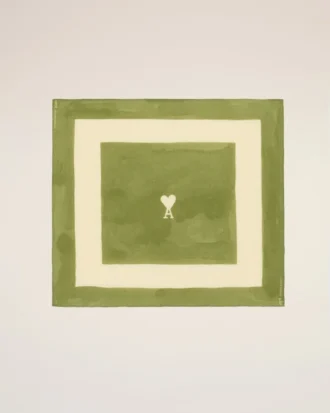Pañuelo de algodón verde con estampado Ami de Coeur Pañuelo de algodón verde con estampado Ami de Coeur