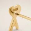 Pendientes Ami de Coeur de latón dorado martillado