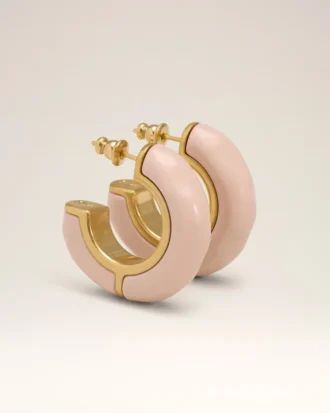 Pendientes de latón rosa martillado y lacado
