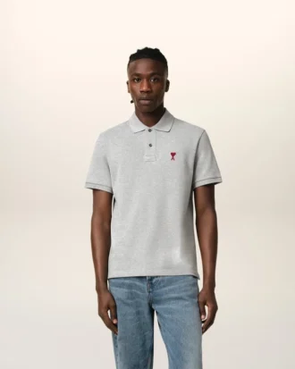 Polo Ami de Coeur de algodón gris