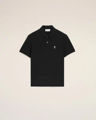 Polo Ami de Coeur de algodón negro de manga corta