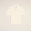 Polo de algodón blanco con parche de punto Ami de Coeur