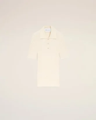 Polo de manga corta de punto blanco Polo de manga corta de punto blanco