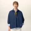 Polo de manga larga de algodón azul Ami de Coeur Polo