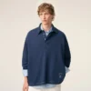 Polo de manga larga de algodón azul Ami de Coeur Polo