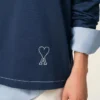 Polo de manga larga de algodón azul Ami de Coeur Polo