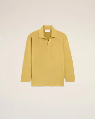 Polo de manga larga de lana amarilla