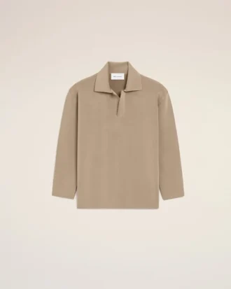 Polo de manga larga de lana beige