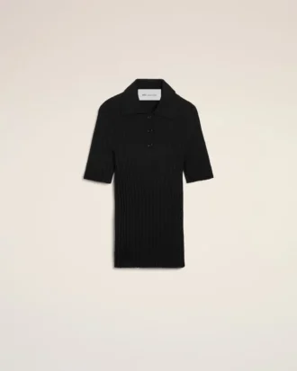 Polo de punto negro de manga corta
