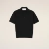 Polo de punto negro de manga corta