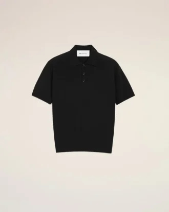Polo de punto negro de manga corta