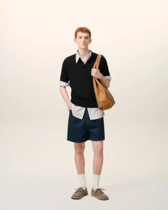Polo de punto negro de manga corta