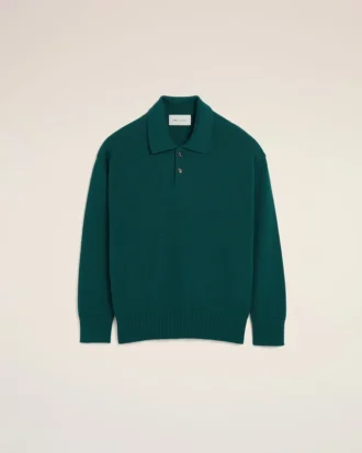 Polo holgado de lana y algodón verde Polo holgado de lana y algodón verde