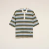 Polos de algodón con parche Ami a rayas azules Polos de algodón con parche Ami a rayas azules