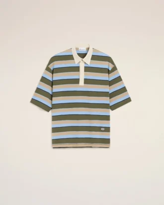 Polos de algodón con parche Ami a rayas azules