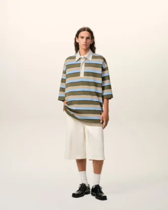 Polos de algodón con parche Ami a rayas azules