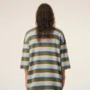 Polos de algodón con parche Ami a rayas azules Polos de algodón con parche Ami a rayas azules