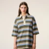 Polos de algodón con parche Ami a rayas azules Polos de algodón con parche Ami a rayas azules