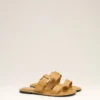 Sandalias con hebilla de piel de vaca amarilla Sandalias con hebilla de piel de vaca amarilla