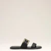 Sandalias con hebilla de piel de vaca negra Sandalias con hebilla de piel de vaca negra