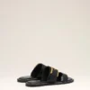 Sandalias con hebilla de piel de vaca negra Sandalias con hebilla de piel de vaca negra