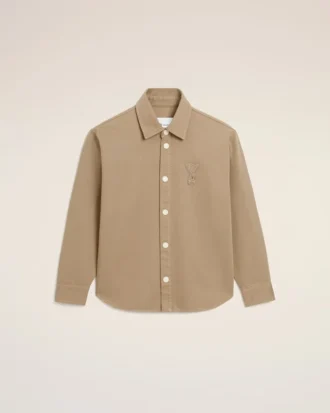 Sobrecamisa de punto de algodón beige Ami de Coeur