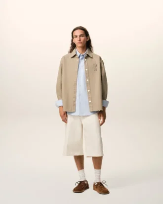 Sobrecamisa de punto de algodón beige Ami de Coeur