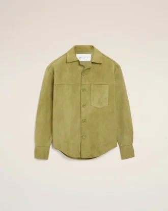 Sobrecamiseta con botones de piel de cabra verde