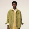 Sobrecamiseta con botones de piel de cabra verde Sobrecamiseta con botones de piel de cabra verde