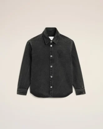 Sobrecamiseta de punto de algodón negro Ami de Coeur