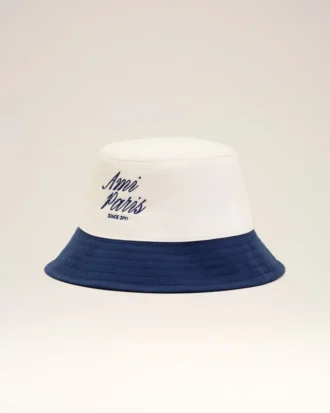 Sombrero Ami Paris de algodón azul y blanco