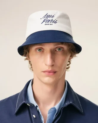 Sombrero Ami Paris de algodón azul y blanco
