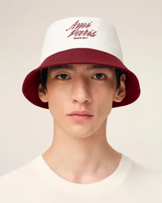 Sombrero Ami Paris de algodón rojo y blanco