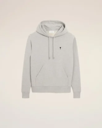 Sudadera con capucha Ami de Coeur de algodón gris con detalles en contraste