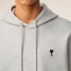 Sudadera con capucha Ami de Coeur de algodón gris con detalles en contraste Sudadera con capucha Ami de Coeur de algodón gris con detalles en contraste