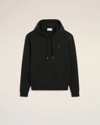 Sudadera con capucha Ami de Coeur Hoodie de algodón negro y rojo