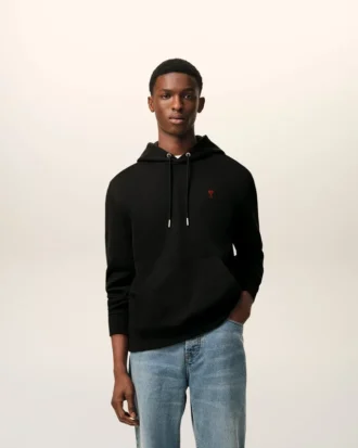 Sudadera con capucha Ami de Coeur Hoodie de algodón negro y rojo