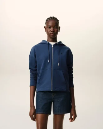 Sudadera con capucha y cremallera Ami de Coeur de algodón azul