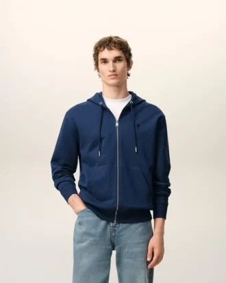 Sudadera con capucha y cremallera Ami de Coeur de algodón azul