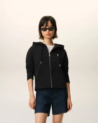 sudadera con capucha y cremallera ami de coeur de algodn negro 2 1 330x413 - Sudadera con capucha y cremallera Ami de Coeur de algod&oacute;n negro