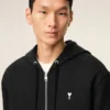 Sudadera con capucha y cremallera Ami de Coeur de algodón negro Sudadera con capucha y cremallera Ami de Coeur de algodón negro