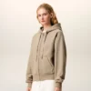 Sudadera con capucha y cremallera Ami de Coeur en algodón beige con relieve Sudadera con capucha y cremallera Ami de Coeur en algodón beige con relieve