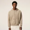 Sudadera con capucha y cremallera Ami de Coeur en algodón beige con relieve Sudadera con capucha y cremallera Ami de Coeur en algodón beige con relieve