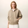 Sudadera con capucha y cremallera Ami de Coeur en algodón beige con relieve Sudadera con capucha y cremallera Ami de Coeur en algodón beige con relieve