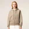 Sudadera con capucha y cremallera Ami de Coeur en algodón beige con relieve Sudadera con capucha y cremallera Ami de Coeur en algodón beige con relieve