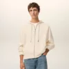 Sudadera con capucha y cremallera Ami de Coeur en algodón blanco con relieve Sudadera con capucha y cremallera Ami de Coeur en algodón blanco con relieve